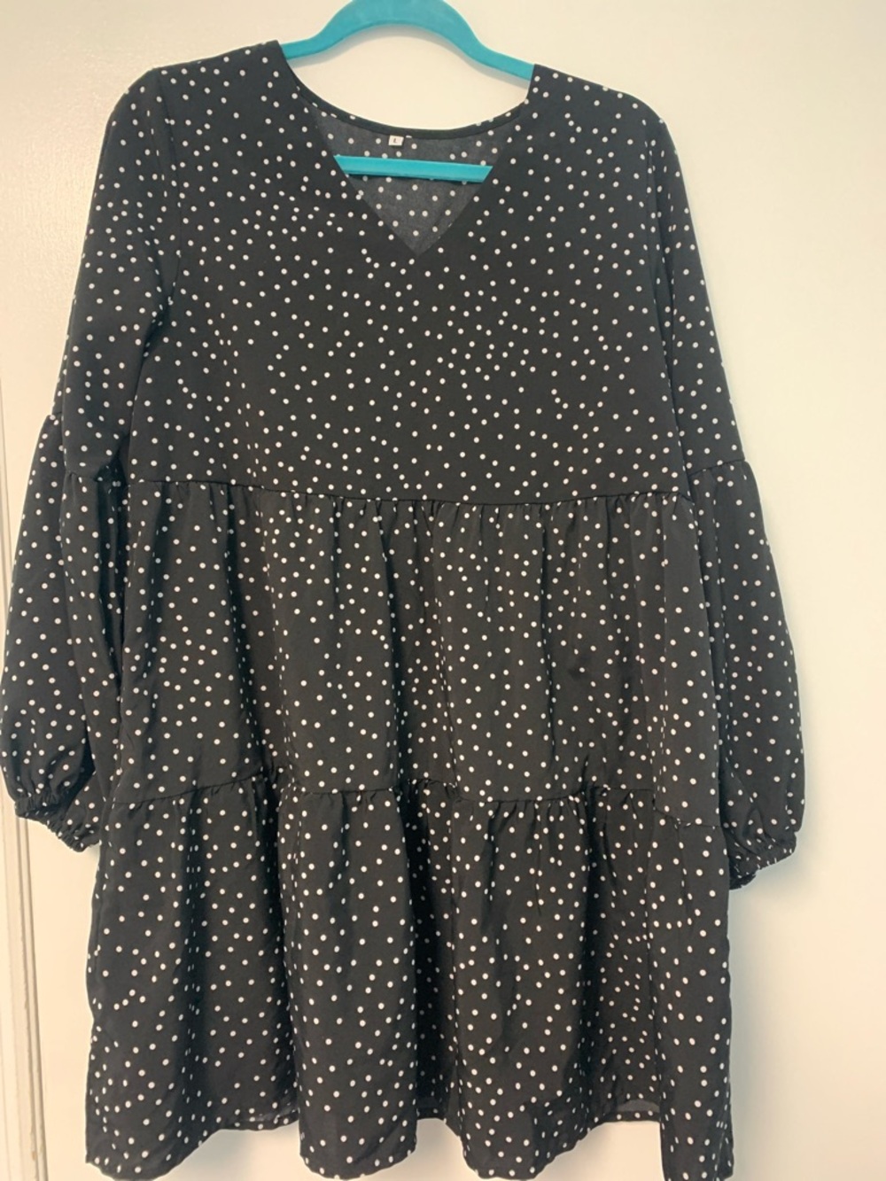 Classic Black Polka Dot V-Neck Women's Dress